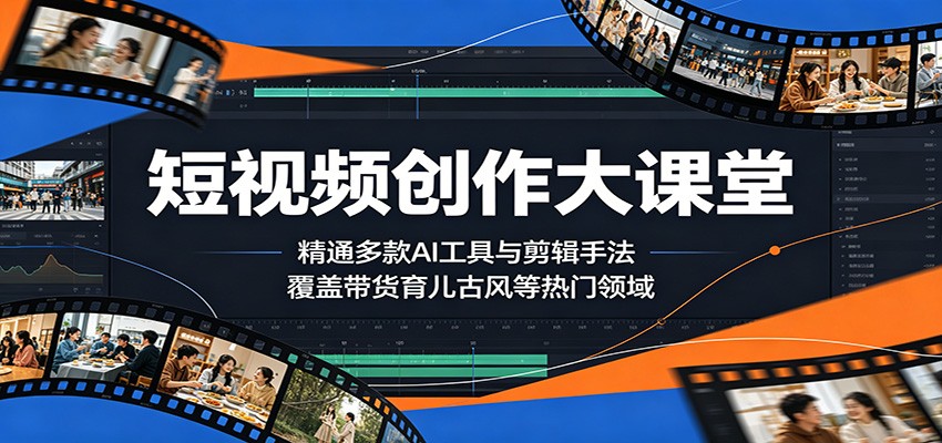 短视频创作大课堂：精通多款AI工具与剪辑手法，覆盖带货、育儿、古风等热门领域-云享网创