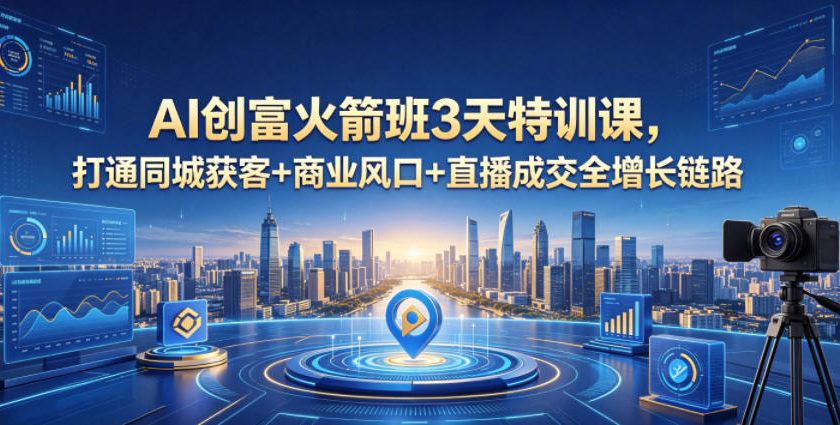 AI创富火箭班3天特训课，打通同城获客+商业风口+直播成交全增长链路，2026年4月新课-云享网创