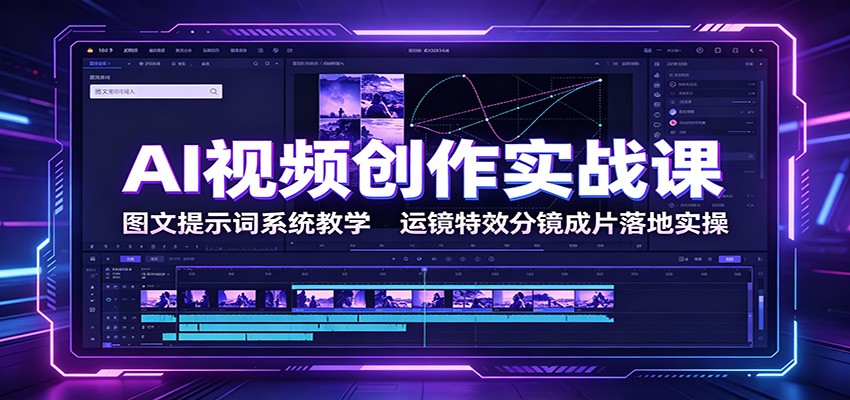AI视频创作实战课:图文提示词系统教学,运镜特效分镜成片落地实操-云享网创