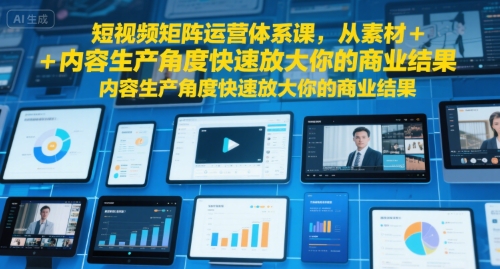 短视频矩阵运营体系课，从素材+内容生产角度快速放大你的商业结果-云享网创