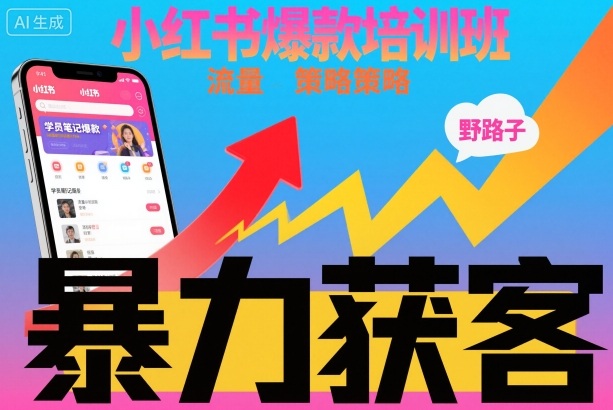 小红书爆款培训班,小红书获客野路子流量打法,暴力持续获客-云享网创