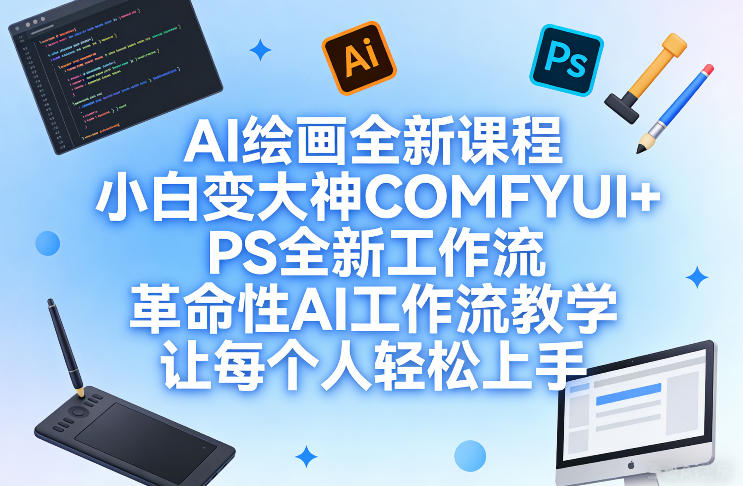 AI绘画全新课程，小白变大神COMFYUI+PS全新工作流，革命性AI工作流教学，让每个人轻松上手-云享网创