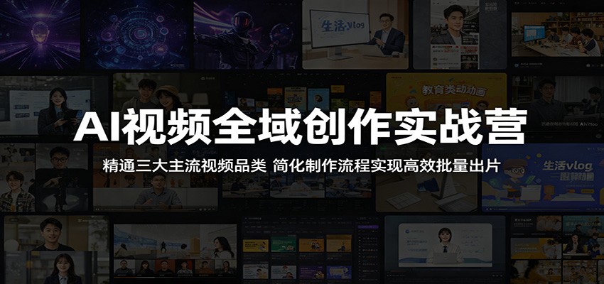 AI视频全域创作实战营：精通三大主流视频品类，简化制作流程实现高效批量出片-云享网创