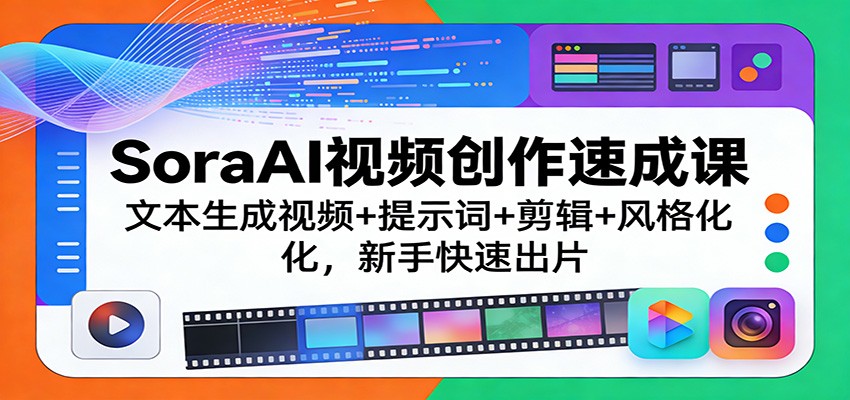 SoraAI视频创作速成课：文本生成视频+提示词+剪辑+风格化，新手快速出片-云享网创