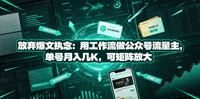 放弃爆文执念：用工作流做公众号流量主，单号月入几K，可矩阵放大-云享网创