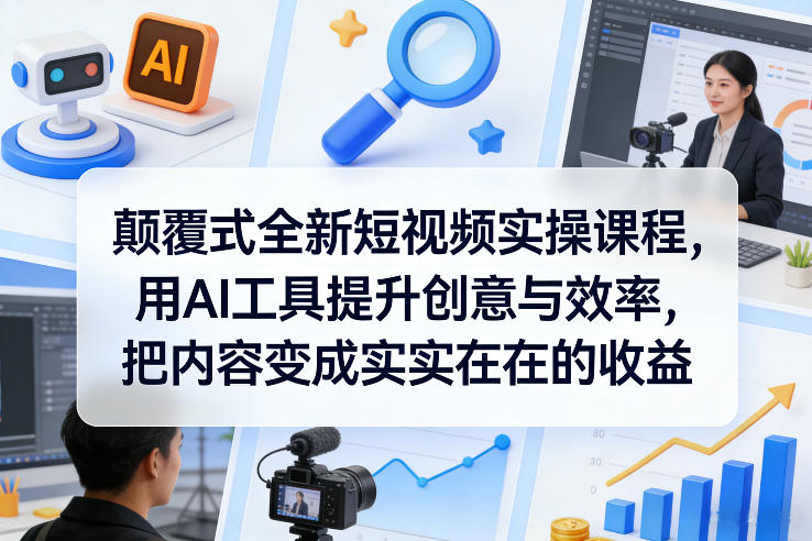 颠覆式全新短视频实操课程，用AI工具提升创意与效率，把内容变成实实在在的收益-云享网创