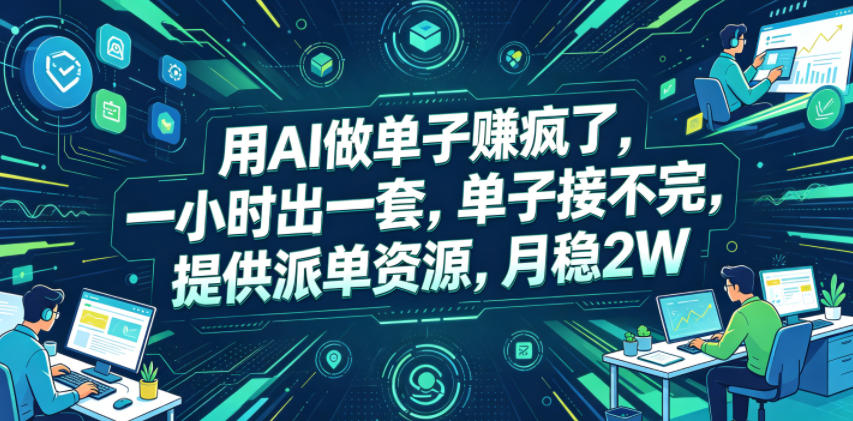 用AI做单子賺疯了，一小时出一套，单子接不完，提供派单资源，月稳2W【揭秘】-云享网创