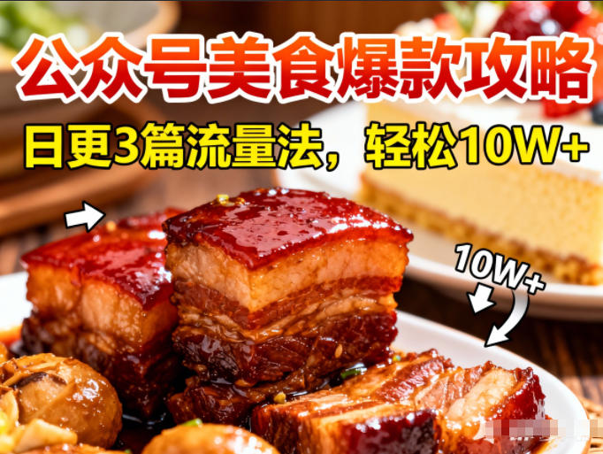 公众号搬运美食爆款攻略，日更3篇流量主打法，轻松10W+阅读-云享网创