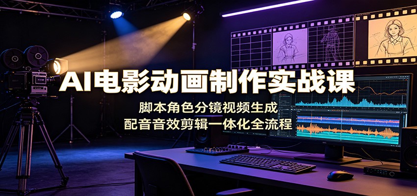 AI电影动画制作实战课:脚本角色分镜视频生成,配音音效剪辑一体化全流程-云享网创