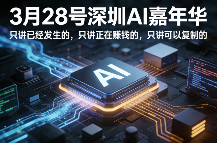 3月28号深圳AI嘉年华，只讲已经发生的，只讲正在賺钱的，只讲可以复制的-云享网创