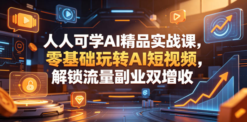 人人可学AI精品实战课，零基础玩转AI短视频，解锁流量副业双增收-云享网创