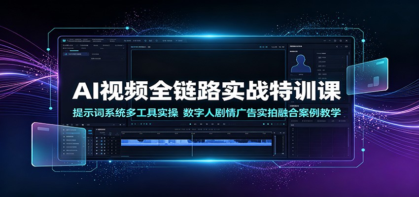 AI视频全链路实战特训课:提示词系统多工具实操,数字人剧情广告实拍融合案例教学-云享网创