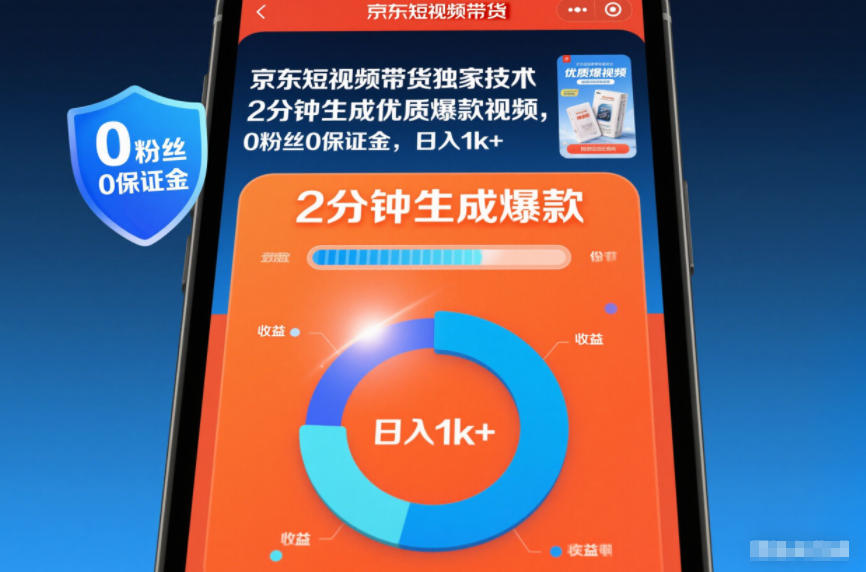 京东短视频带货独家技术,2分钟生成一条优质爆款视频,0粉丝0保证金,日入1k+【揭秘】-云享网创
