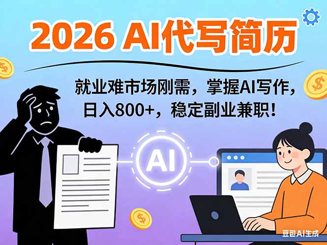 AI代写简历，超暴利，用万能模板月入1-3万实战教程，2026年市场刚需！-云享网创