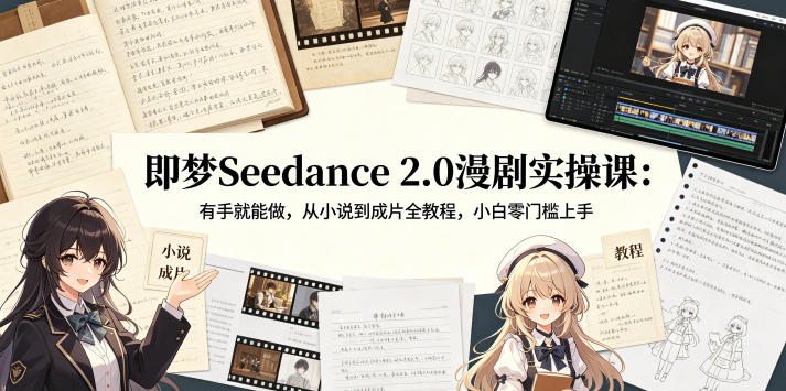 即梦Seedance 2.0漫剧实操课：有手就能做，从小说到成片全教程，小白零门槛上手-云享网创