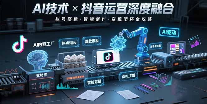 AI技术与抖音运营的深度融合应用：涵盖账号搭建、内容创作、收益变现等-云享网创