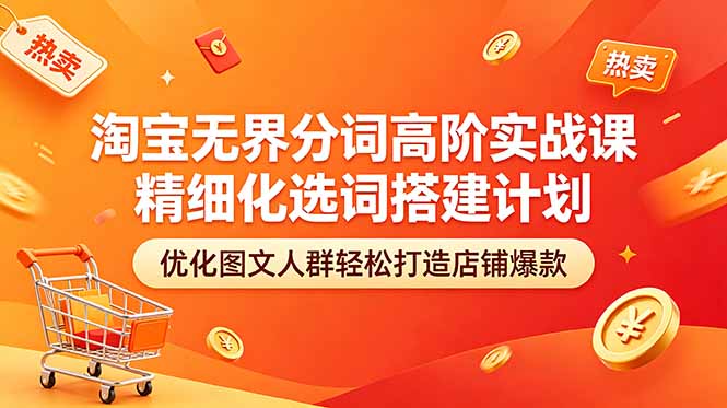 淘宝无界分词高阶实战课 精细化选词搭建计划 优化图文人群轻松打造店铺爆款-云享网创