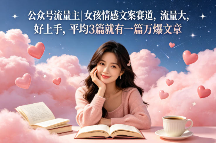 公众号流量主女孩情感文案赛道，流量大，好上手，平均3篇就有一篇万爆文章-云享网创