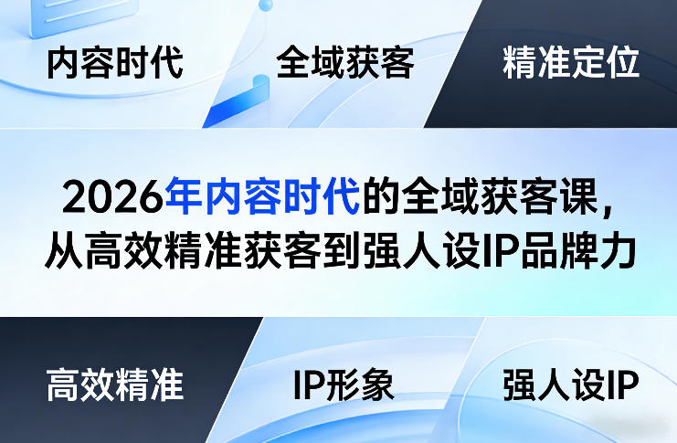 2026年内容时代的全域获客课，从高效精准获客到强人设IP品牌力-云享网创