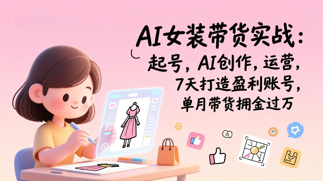 AI女装带货实战：起号，AI创作，运营，7天打造盈利账号，单月带货佣金过万-云享网创