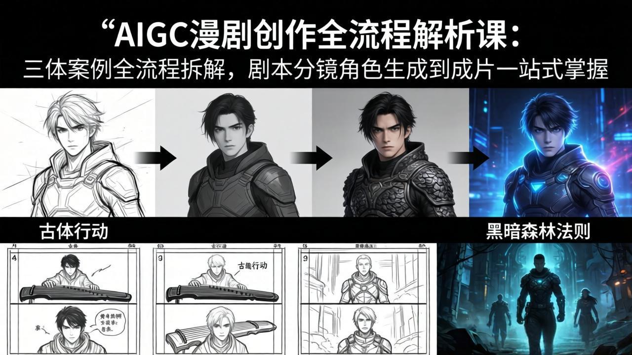 AIGC漫剧创作全流程解析课:三体案例全流程拆解,剧本分镜角色生成到成片一站式掌握-云享网创