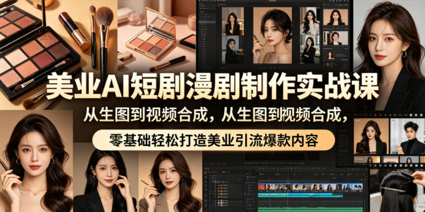 美业AI短剧漫剧制作实战课，从生图到视频合成，零基础轻松打造美业引流爆款内容-云享网创