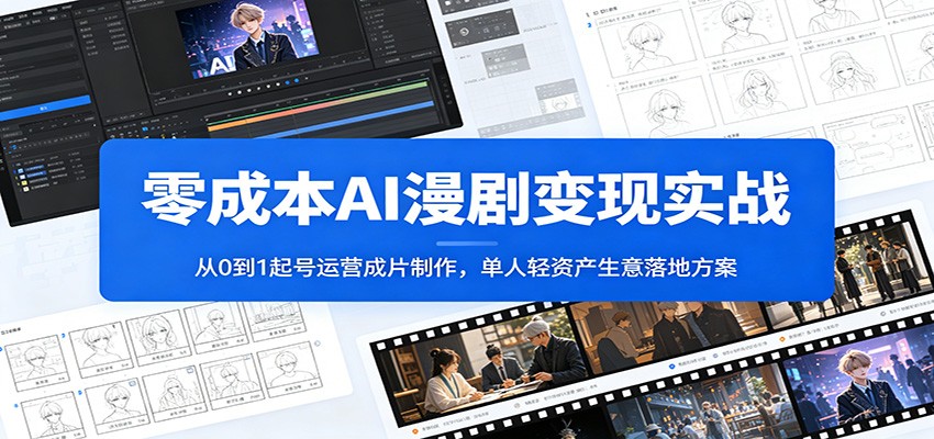 零成本AI漫剧变现实战：从0到1起号运营成片制作，单人轻资产生意落地方案-云享网创