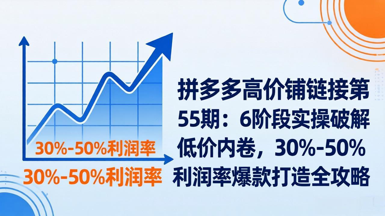 拼多多高价铺链接第55期：6阶段实操破解低价内卷，30%-50%利润率爆款打造全攻略-云享网创