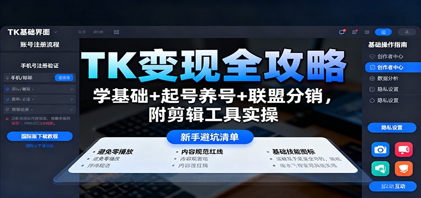 TK变现全攻略：学基础+起号养号+联盟分销，附剪辑工具实操-云享网创