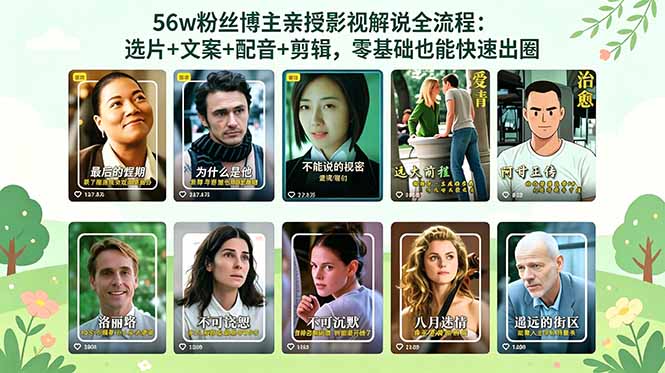 56万粉丝博主亲授影视解说全流程：选片+文案+配音+剪辑，零基础也能快速出圈-云享网创