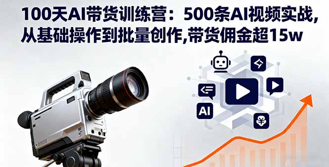 100天AI带货训练营：500条AI视频实战,从基础操作到批量创作,带货佣金超15w-云享网创