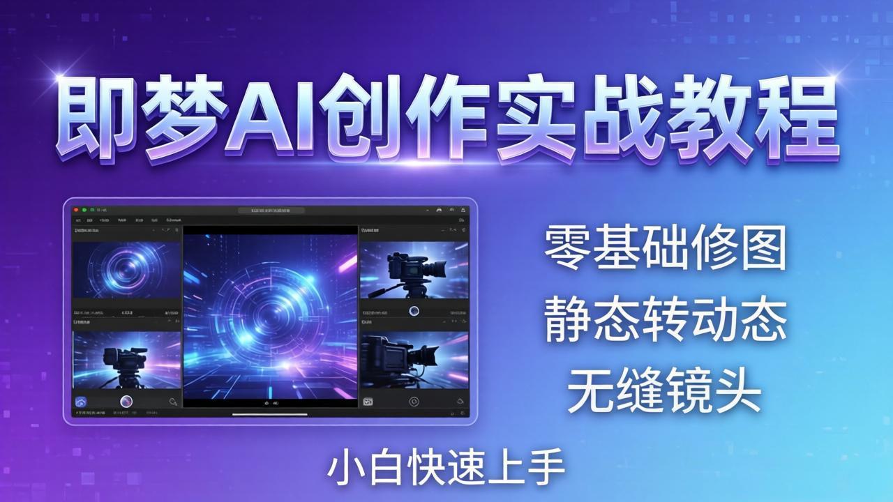 即梦AI创作实战教程，从零基础修图到AI导演，实战教学静态转动态+无缝镜头，小白快速上手-云享网创