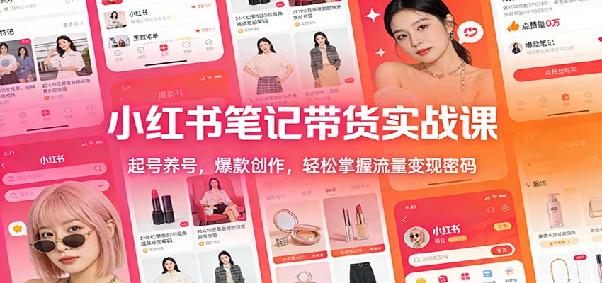 小红书笔记带货实战课：起号养号，爆款创作，轻松掌握流量变现密码-云享网创