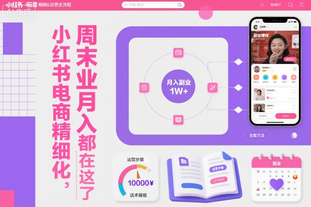 小红书电商精细化运营全流程,周末副业月入1W+,全套方法都在这了-云享网创