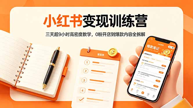 小红书变现训练营:三天超9小时高密度教学,0粉开店到爆款内容全拆解-云享网创
