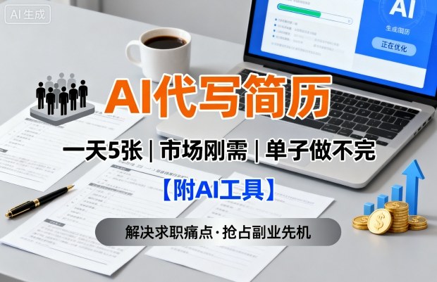 AI代写简历，一天5张，今年找工作难，市场刚需，单子做不完【附AI工具】-云享网创