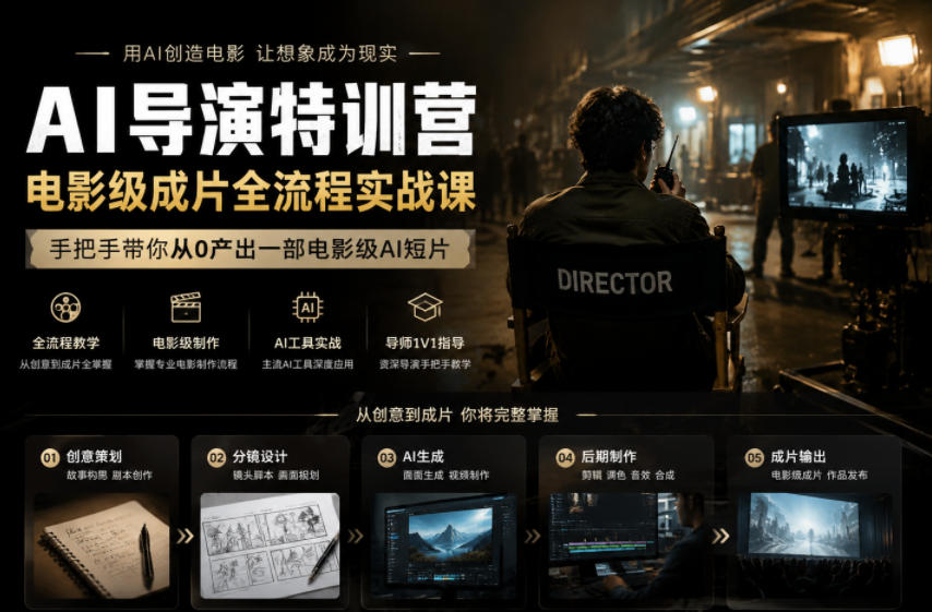 AI导演特训营，电影级成片全流程实战课，手把手带你从0产出一部电影级AI短片-云享网创