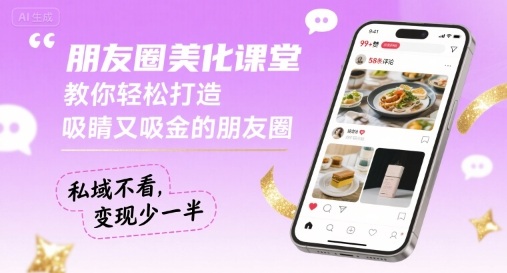 朋友圈美化课堂，教你轻松打造，吸睛又吸金的朋友圈，私域不看，变现少一半-云享网创