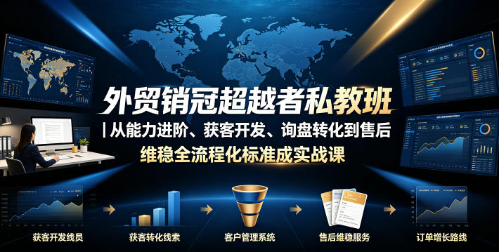 外贸销冠超越者私教班｜从能力进阶、获客开发、询盘转化到售后维稳全流程标准化成交实战课-云享网创