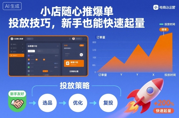 小店随心推爆单投放技巧,新手也能快速起量-云享网创