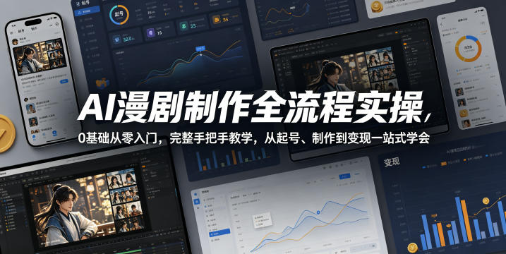 AI漫剧制作全流程实操,0基础从零入门,完整手把手教学,从起号、制作到变现一站式学会(更新)-云享网创