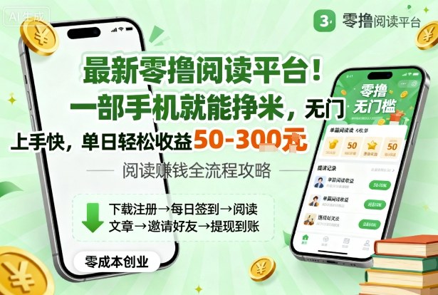 最新零撸阅读平台!一部手机就能挣米,无门槛上手快,单日轻松收益50-3张【揭秘】-云享网创