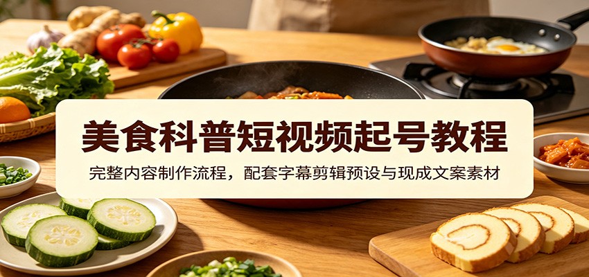 美食科普短视频起号教程:完整内容制作流程,配套字幕剪辑预设与现成文案素材-云享网创