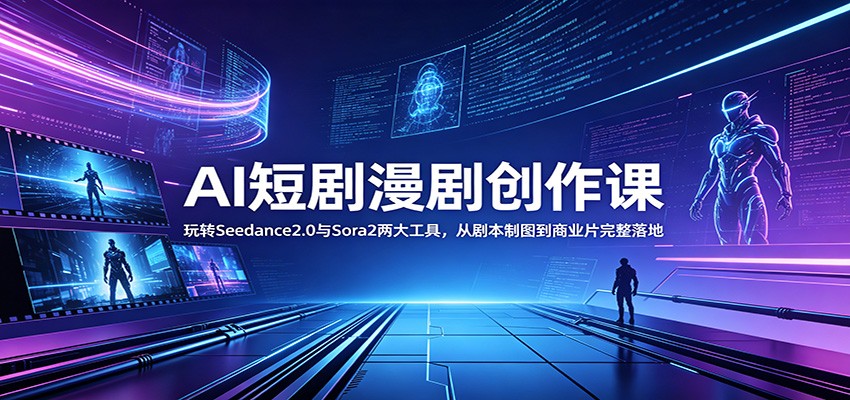 AI短剧漫剧创作课：玩转Seedance2.0与 Sora2两大工具，从剧本制图到商业片完整落地-云享网创