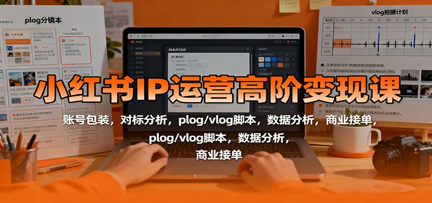 小红书IP运营高阶变现课：账号包装，对标分析，plog/vlog脚本，数据分析，商业接单-云享网创