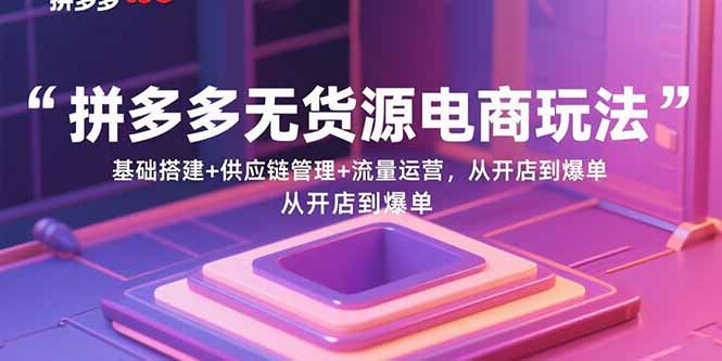 拼多多无货源电商玩法：基础搭建+供应链管理+流量运营，从开店到爆单-云享网创