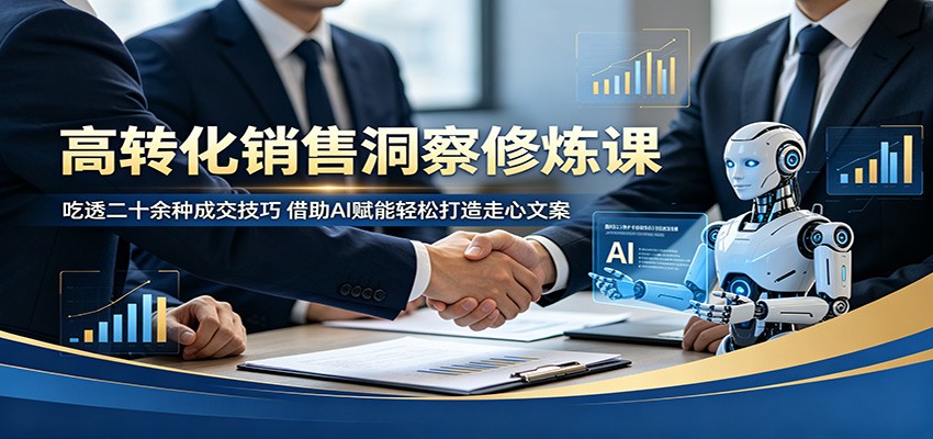 高转化销售洞察修炼课：吃透二十余种成交技巧，借助AI赋能轻松打造走心文案-云享网创