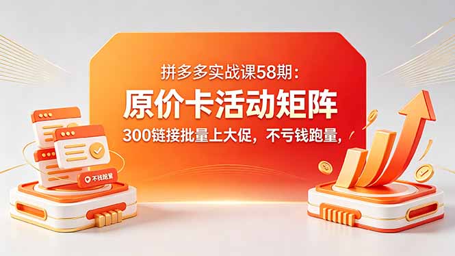 拼多多实战课58期：原价卡活动矩阵，300链接批量上大促，不亏钱跑量-云享网创