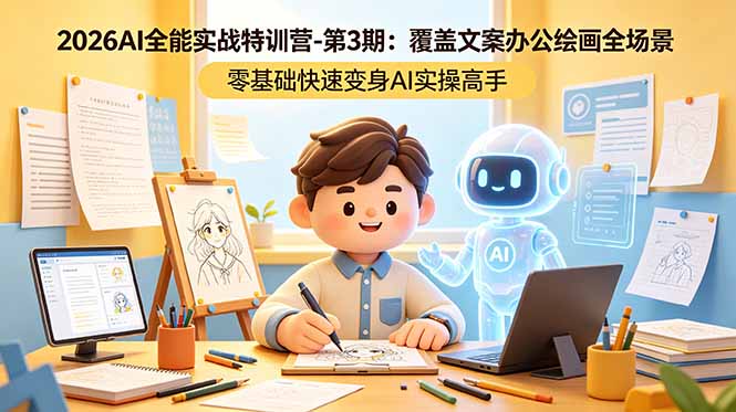 2026AI全能实战特训营-第3期：覆盖文案办公绘画全场景 零基础快速变身AI实操高手-云享网创