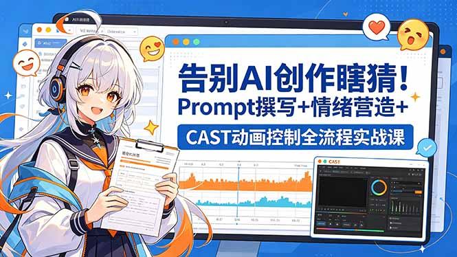 告别AI创作瞎猜！Prompt撰写+情绪营造+CAST动画控制全流程实战课-云享网创